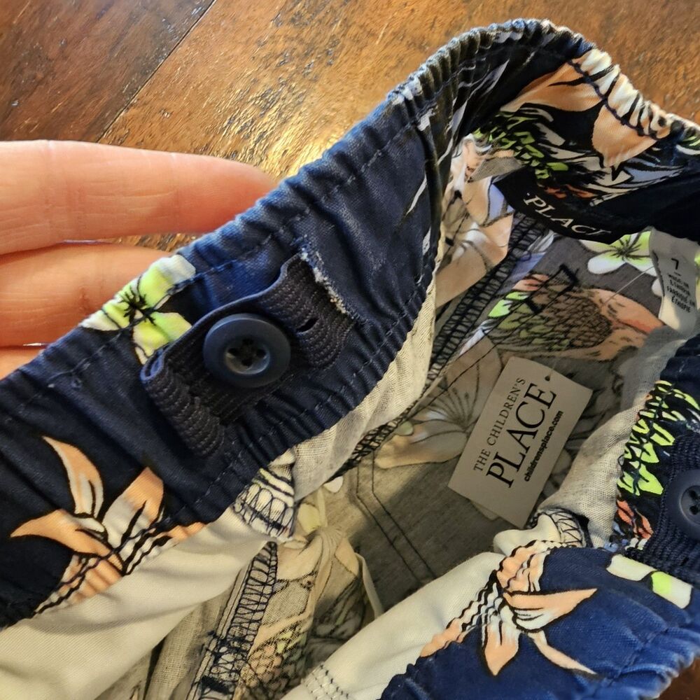 CHILDREN'S PLACE PLACE boys tropical bird print pants size 7 blue drawstring - Picture 7 of 8